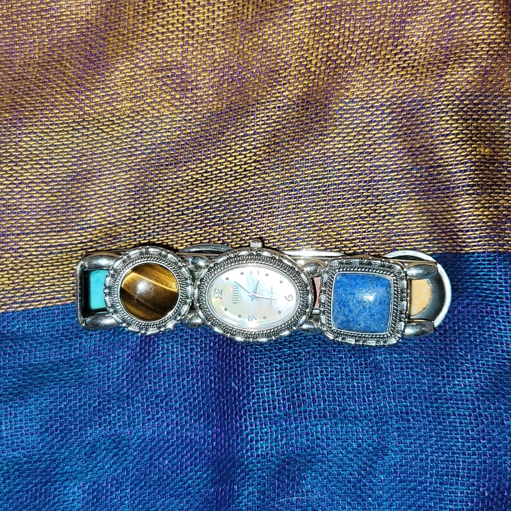 Ecclissi Sterling Multi Gem Concho Bracelet Watch (MINT CONDITION)
